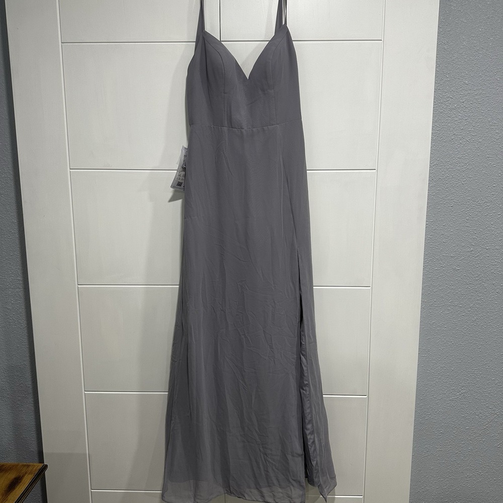 Azazie A6 Bridesmaid Dress Dusty Gray Strapless Chiffon Gray NWT Prom Long‎
